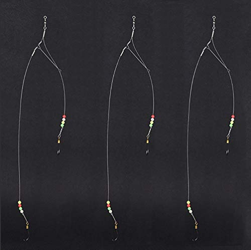 Dyxssm Fishing Hooks with Leader Rigging, Fishing Hook Line Stainless Steel Fishing Rigs Wire and Rig Hooks - size: 4#, style: Style-a: 2 Hooks Rig