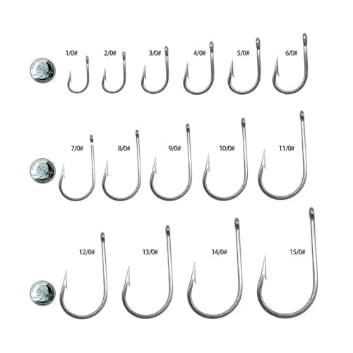 Saltwater Tuna Hooks– Stainless Steel Forged Ringed Extra Strong Big Game Fishing Hook for Giant Shark Salmon, Size 2/0-13/0 - size: 3/0# -5pcs