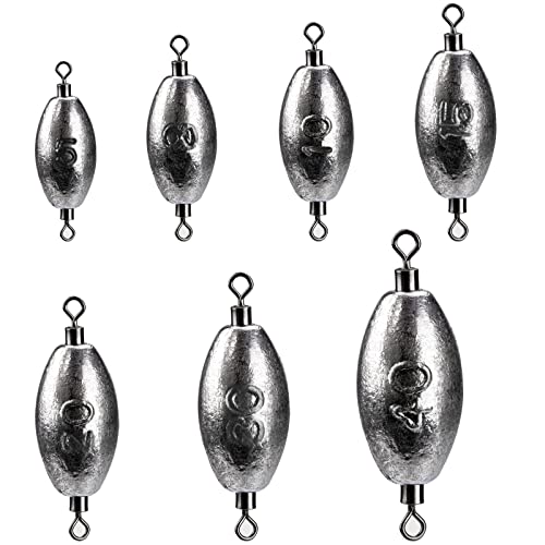 THKFISH Fishing Weights Inline Weights Trolling Sinkers Swivel Weights Quick Set Up Lead Fishing Sinker with Inner Swivel - size: 10pcs-40g(1.4 oz)
