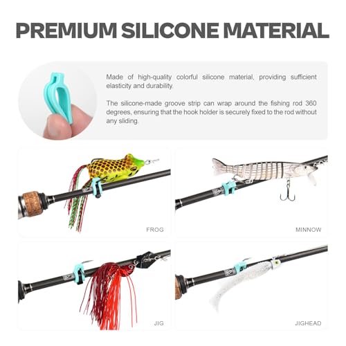 Universal Fishing Hook Keeper - Silicone Secure Holder for All Rods (Ultra Light to Sea), 12-Pack with Nylon Zip Ties - style: Blue
