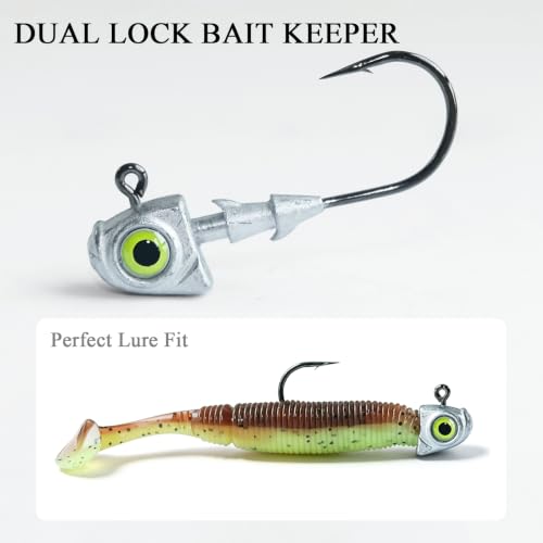 15pcs Swimbait Jig Heads Dual Bait Keeper 3D Eye Salt Fresh Water Soft Lure Hooks Multi Weight Assortment 1/8-1/2oz - size: Assorted-15Pack