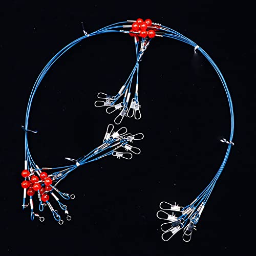 YOTO Fishing Leaders,Saltwater Tackle Rig with Swivels Snap, High-Strength Fishing Wire Gear Equipment for Lures Bait Or Hooks,1Arm and 2Arm - color: Blue Stainless Steel Leaders, style: 1arm，12pack