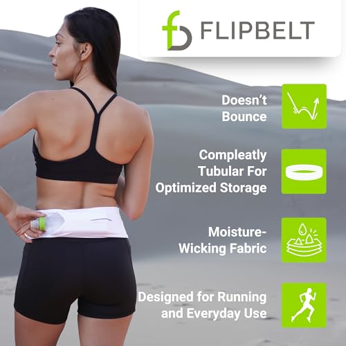 FlipBelt Classic Running Belt, Phone Holder for Running, Money Belt Pouch - color: Neon Punch, size: Medium