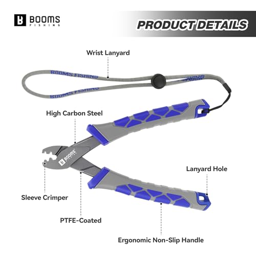 Booms Fishing Crimping Pliers Tool: 6.5in Crimper for Single Barrel - XW41 Durable Ergonomic Tool for Freshwater and Saltwater Anglers - style: Crimper Only