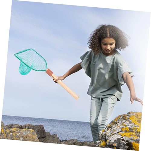 FRCOLOR Fishing Net with Wooden Handle 30cm Large Mesh Handheld Fish Landing Net for Home and Outdoor Fishing