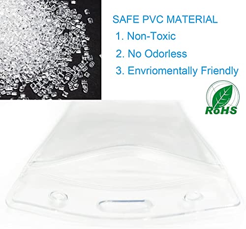 Thick ID Card Name Badge Holder Heavy Duty Waterproof Clear Plastic PVC Vertical Sleeve Pocket Resealable (Vertical, 20 Pcs) - color: Vertical, size: 20 Pcs