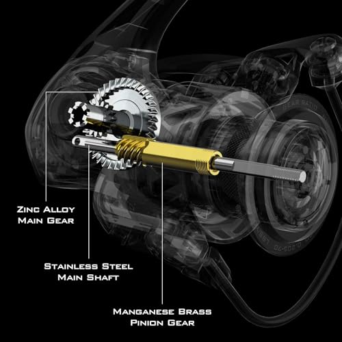 KastKing Zephyr Spinning Reels – 7+1/6+1 BB – Carbon Fiber Drag – Stainless Steel Shaft – Aluminum & CNC Spool – Black/Green/Orange – Sizes 500/1000 SFS – ICE Fishing Ready Reels! - color: Standard-Black, size: 2000