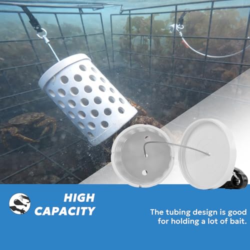 Seal Proof Bait Cage Rigid PVC Tubing with Quick Release Clips High Capacity Bait Box Holders for Crab Traps