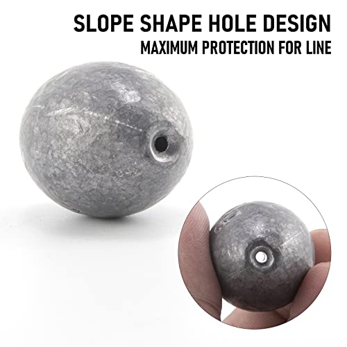 Dr.Fish Egg Sinker Lead Fishing Weights Oval Shaped Catfishing Weights Bank River Freshwater Saltwater Fishing Bass Casting - size: 2oz-10 Pack