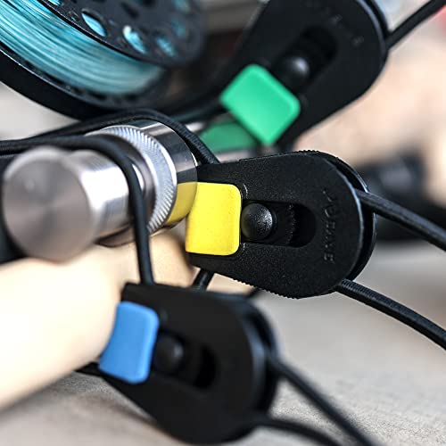 SAMSFX Fishing Rods Belt Stretchy Wrap Pole Straps Elastic Cable Ties for Casting, Spinning & Fly Rods - color: 4pcs, Black & Blue