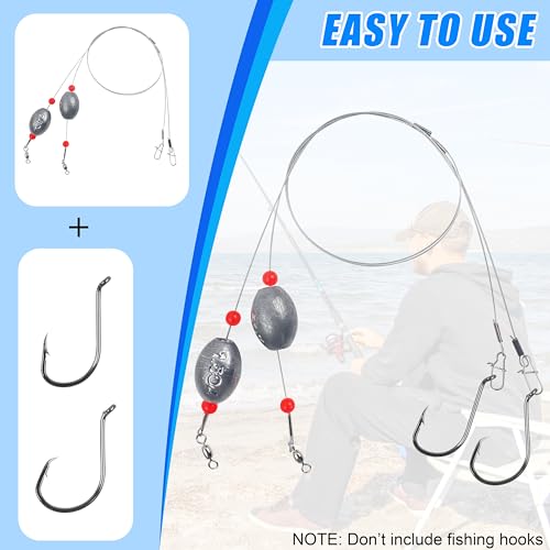 Carolina Rig Catfish Rig Saltwater Bottom Surf Fishing Rigs Flounder Rigs Wire Leaders with Egg Sinkers for Flounder Catfish Grouper Striped Bass Drum Redfish Fishing - size: 0.75 oz_4pcs
