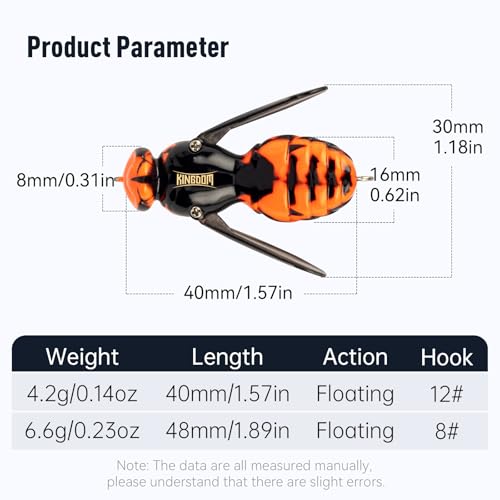 Kingdom Wasp Crawl Bait Insect Bionic Floating Fishing Lures Swimbaits Hard Artificial Baits Lure Freshwater and Saltwater Bass Carp Pike Walleye Fishing ABS Material Carbon Steel Three Book Hook - color: 04, size: 4.2g