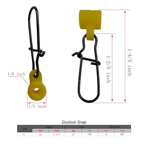 25/50/100 PCS Fishing Line Sinker Slides Duo Lock Snaps High Strength Stainless Steel Sinker Slider Swivel Snap Kit Fishing Tackle - color: Yellow, size: 50 Pieces