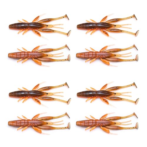 8pcs Soft Crawfish Baits Artificial Baits Floating Shrimp Lobster Baits Crayfishs Lure Swimbait Elastic Simulation Baits - color: light brown 4