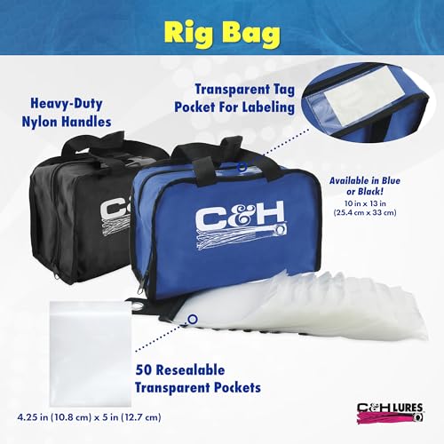 C&H Lures King Rig Bag with 50 Rig Bags Inside, Black