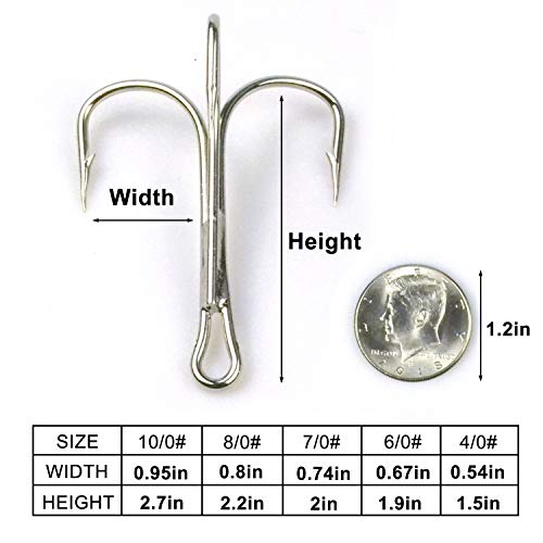 Fishing Treble Hooks, Freshwater Saltwater Triple Fishing Hooks for Snagging Trout Walleye Catfish Lures Baits Replacment, Extra Strong Sharp, Silver, 20/50pcs - size: 4/0-20pcs