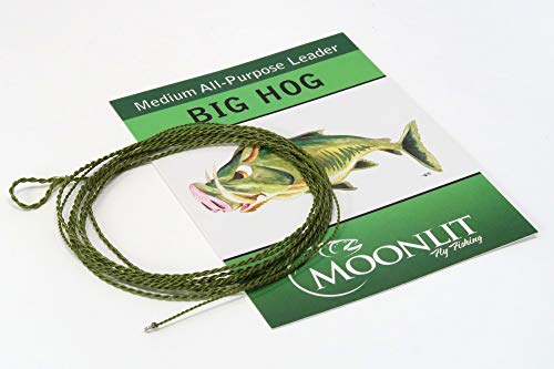 Big HOG Medium All-Purpose Fly Leader - Dries/Streamer/Nymph (Quality USA Made Moonlit Furled Leader) - size: 9-10wt
