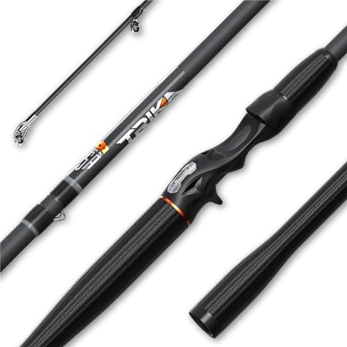 TRIKA 6X Spinning/Casting Carbon Rod Carbon Weave Rod for Extra Sensitive Vibration | Longer Casting | Lightweight Freshwater Fishing Pole - style: Casting 7' Medium Heavy/Fast 1pc.