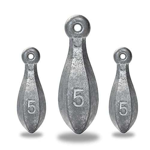 BLUEWING Bank Sinker 1LB/2LB/3LB/5LB/6LB Box Fishing Weights Saltwater Bullet Lead 1oz,2oz,3oz,5oz,8oz,10oz,12oz,16oz,32oz - style: #09 5oz, 3 Pack