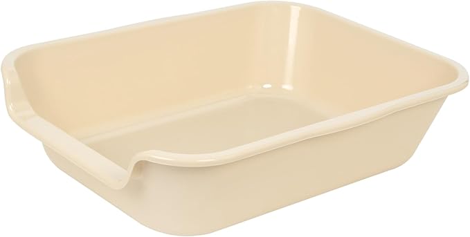 2 Pack of Extra Large Cat Litter Box (ABS Material), Low Entry Senior Litter Pen for Geriatric Kitty Big Cats, Jumbo Pet Safe Litter Boxes Tray for Pets Potty (Beach Sand, 20" L x 15.5" W)