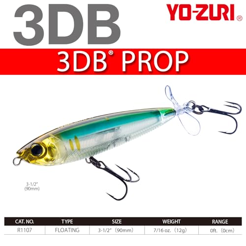 Yo-Zuri 3DB Prop Floating Lure, Prism Shad, 3 1/2-Inch - color: Prism Silver Blue, size: 3-1/2"