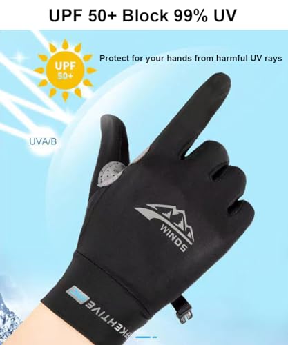 SUJAYU Full Finger UV Protection Gloves - Women & Men, Thin Fishing, Hiking, Cycling, Driving, Gym Gloves - color: Grey, size: Medium