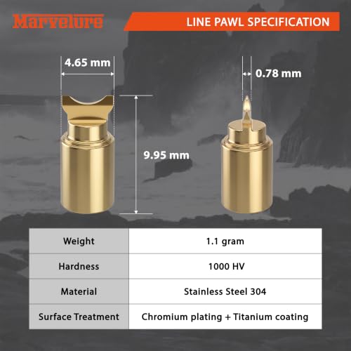 Titanium Coated Stainless Steel Line Guide Pawl for Daiwa Tatula Alphas, Shimano SLX Curado, Abu Garcia Ambassadeur Revo Max Series, Lew's Baitcasting Reels (Confirm Factory Pawl Size) - size: 9.95 x 4.65 mm (2 Pcs)