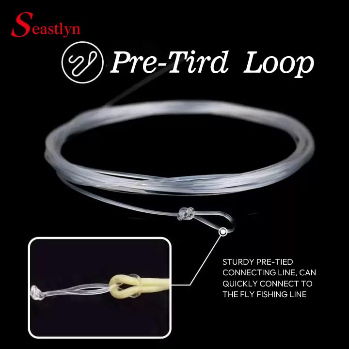 3-Pack Fluorocarbon Fishing Line Pre-Tied Loop Fly Fishing Tapered Leader 7.5FT 9FT 12FT 0X 1X 2X 3X 4X 5X 6X 7X 8-26LB - size: 7.5FT-4X