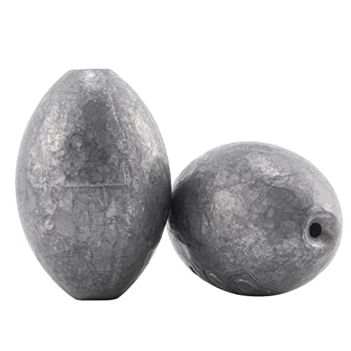 Dr.Fish Egg Sinker Lead Fishing Weights Oval Shaped Catfishing Weights Bank River Freshwater Saltwater Fishing Bass Casting - size: 3/16oz-20 Pack