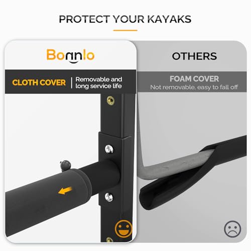 Bonnlo Kayak Storage Rack, Adjustable Heavy Duty Kayak Rack for Kayaks Paddle Boards, Kayak Paddle Holder for Garage, Spacesaver, Gentle on Padding, Boat Organizer - style: 3 Kayaks, Wall Mount