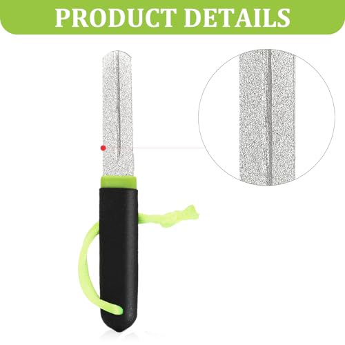 Yuanchu 2Pcs Hook Sharpener, Fishing Hook File for Diamond File with Handle, Portable Grinding Tool with Double Sided Fine Medium Grit - color: Green