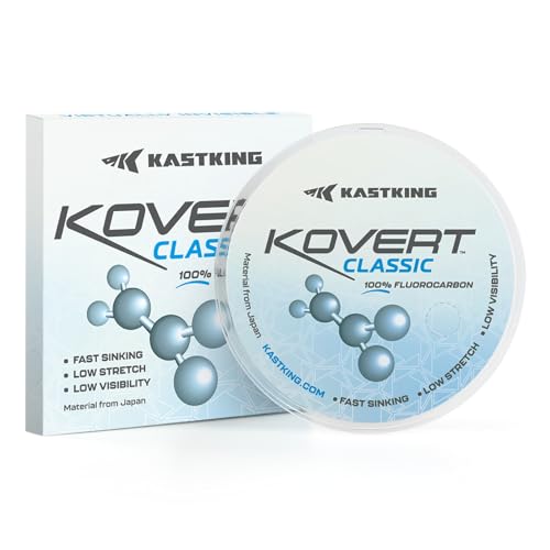 KastKing Kovert 100% Fluorocarbon Fishing Line - Clear Fishing Leader, High Sensitivity, Strong Knot Strength, Shock & Abrasion Resistant, Extreme Clarity, Ultra-Low Visibility, Fast Sinking - color: Kovert Classic (Durable & Abrasion Resistant）, size: 10