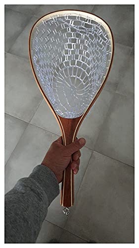 Fish Net Fly Fishing Landing Net Wooden Handle Rubber/Nylon Landing Handle Trout Mesh Fish Catch Release Scoop Fishing Tool Dip Net (Color : Rubber) - color: Rubber