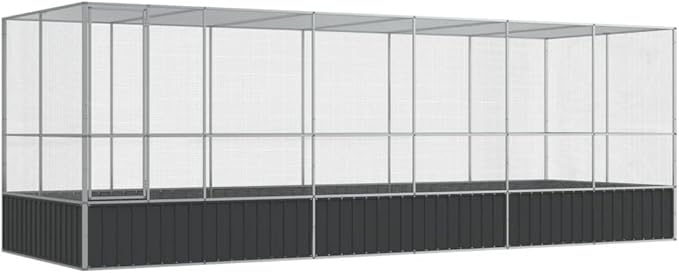 Outdoor Aviary Bird Cage, Galvanized Steel Outside Ample Activity Space Birdcage, 246.1"x81.5"x83.5", -269
