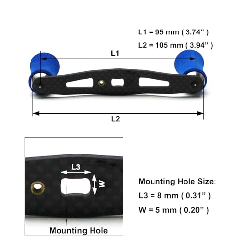 Mr. Z 95mm Carbon Fiber Baitcasting Reel Handle Compatible for Abu Garcia Shimano Daiwa Light Weight Low Profile Casting Reel - color: CAMO Blue, size: Left-handed