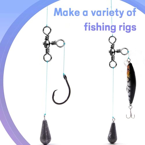 Natufish 3 Way Swivels Fishing Tackle - 25Pcs/50Pcs Three Way Swivel Black T-Turn Barrel Swivel High Strength Connector for Catfish Rigs - size: 3/0#_132lbs_25pcs