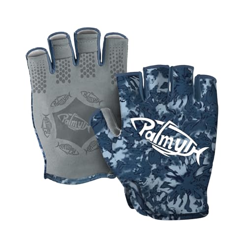 Palmyth Stubby UV Fishing Gloves Sun Protection Fingerless Glove Men Women UPF 50+ SPF for Kayaking, Paddling, Canoeing, Rowing, Driving - color: Voyage, size: XX-Large