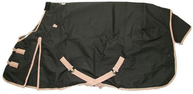 AJ Tack 1200D Waterproof Winter Horse Blanket with Hood - 400g Heavyweight Turnout with Fleece Collar, Shoulder Gussets & Tail Flap - Black 84"