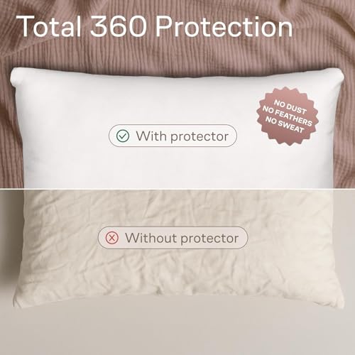 Ultra Soft Pillow Protectors with Zipper Standard Size - Set of 4 Breathable Pillow Covers - 100% Protection Against Stains, Dust & Dirt - Machine Washable (White)