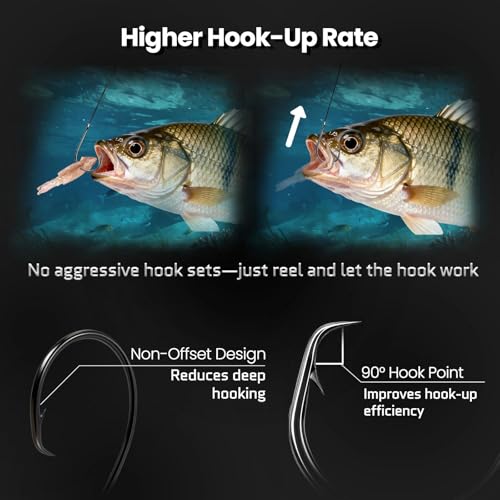 FishTrip 50/100Pcs Inline Circle Hooks for Freshwater Saltwater #4-10/0 | 3X Strong, High Carbon Steel, Rust-Proof, Ultra Sharp Barbed, Fishing Octopus Hooks for Bass, Salmon, Pike, Catfish - size: 2#_100pcs