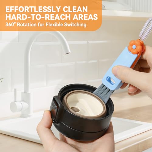 3 in 1 Cup Lid Gap Cleaning Brush Set, Multifunctional Bottle Cleaning Brush, Cup Lid Gap Cleaner, Home Kitchen Crevice Brush Tools(Multicolor)