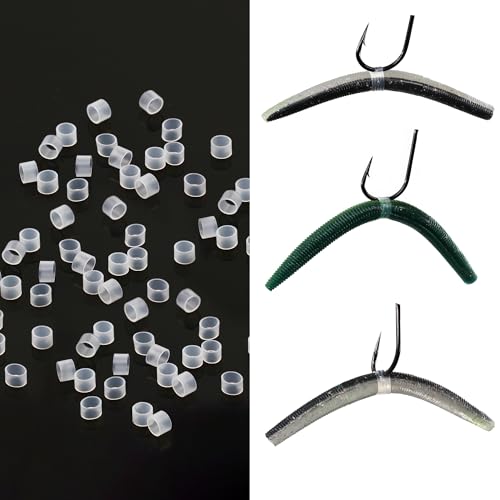 FishTrip 200/210pcs Silicone Wacky Worm O-Rings with Tool for Fishing Rigs | Silicone Bait Saver O-Rings, Protects Baits Wacky Rig for Senko Soft Plastics Worms Stickbaits for Bass Fishing Neko Rig - style: Large_200pcs