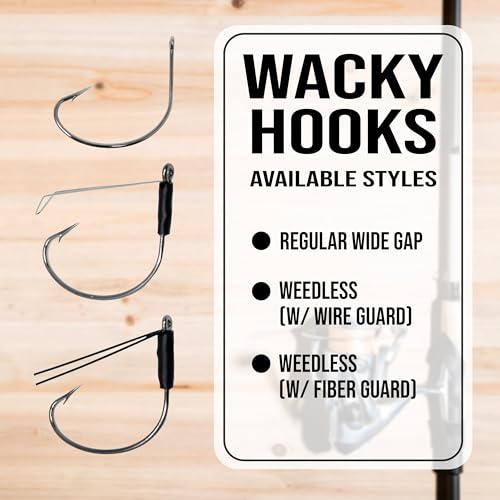 Reaction Tackle Wide Gap Wacky Hooks, Weedless Worm Hooks for Bass, High Carbon Steel Hooks for Stick Worm Soft Plastics, Neko Rig and Finesse Fishing (25-Pack) - size: #3/0 Standard