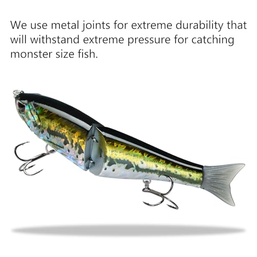 Bassdash SwimShad Glide Baits Jointed Swimbait Bass Pike Salmon Trout Muskie Fishing Lure - color: Baby Bass, size: 7in/2.2oz
