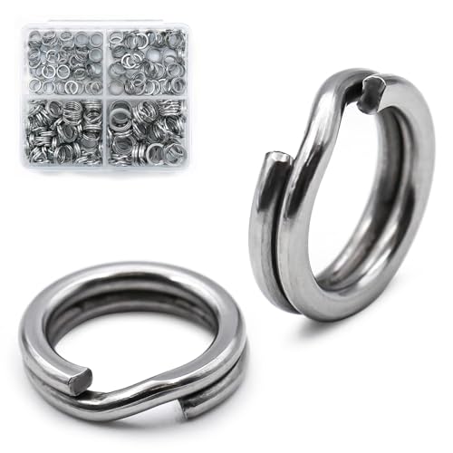 FishTrip 50/100/200Pcs Fishing Split Rings Heavy Duty for Saltwater | Stainless Steel, Nickel-Plated Flattening Process, Terminal Tackles Connectors Treble Hooks Replacement, Plugs, Spinners - size: 0#_50pcs