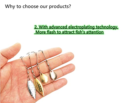 Fishing Spinner Blades for Crappie Spinnerbait - Crappie Fishing Spinner Spin for Jig Lure - style: Silver Willow