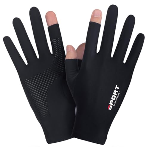 SUJAYU UV Protection Gloves - Driving, Sailing, Kayak & Paddling Gloves with Sun Protection for Men & Women - color: Black, size: Large