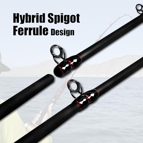 Fiblink Surf Casting Fishing Rod 2-Piece Graphite Travel Baitcasting Fishing Rod - size: Length: 13'