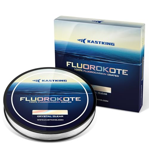 KastKing Fluorokote 100% Fluorocarbon Coated Fishing Line, Fluorocarbon Leader, Extreme Clarity,Fast Sinking,Shock Resistant, High Abrasion Resistance - size: 10LB(300Yard)