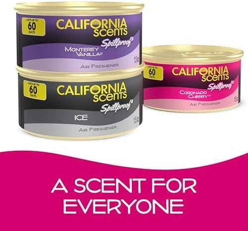 Can Air Freshener and Odor Neutralizer by California Scents, Set of 12 Spillproof Cans for Home and Car, Coronado Cherry, 1.5 Oz Each